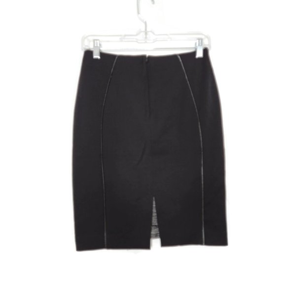 H&M Skirt 6 Black Color Block Stretch Woven Zip Back Textured Career - Picture 2 of 7